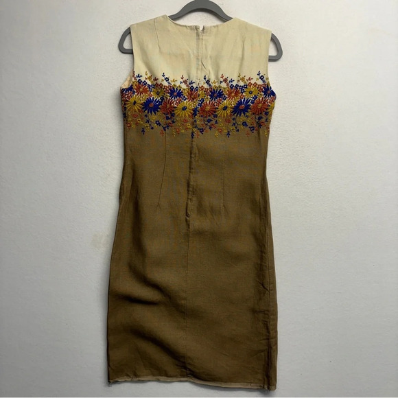 VTG Nelly De Grab Embroidered Midi Pencil Sheath Dress Floral Color Block S - Picture 2 of 5